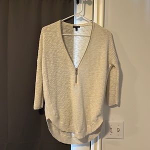 Cream front zip sweater